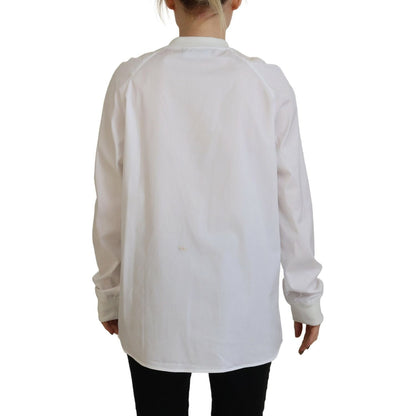 Dsquared² White Cotton Button Down Long Sleeves Crewneck Top