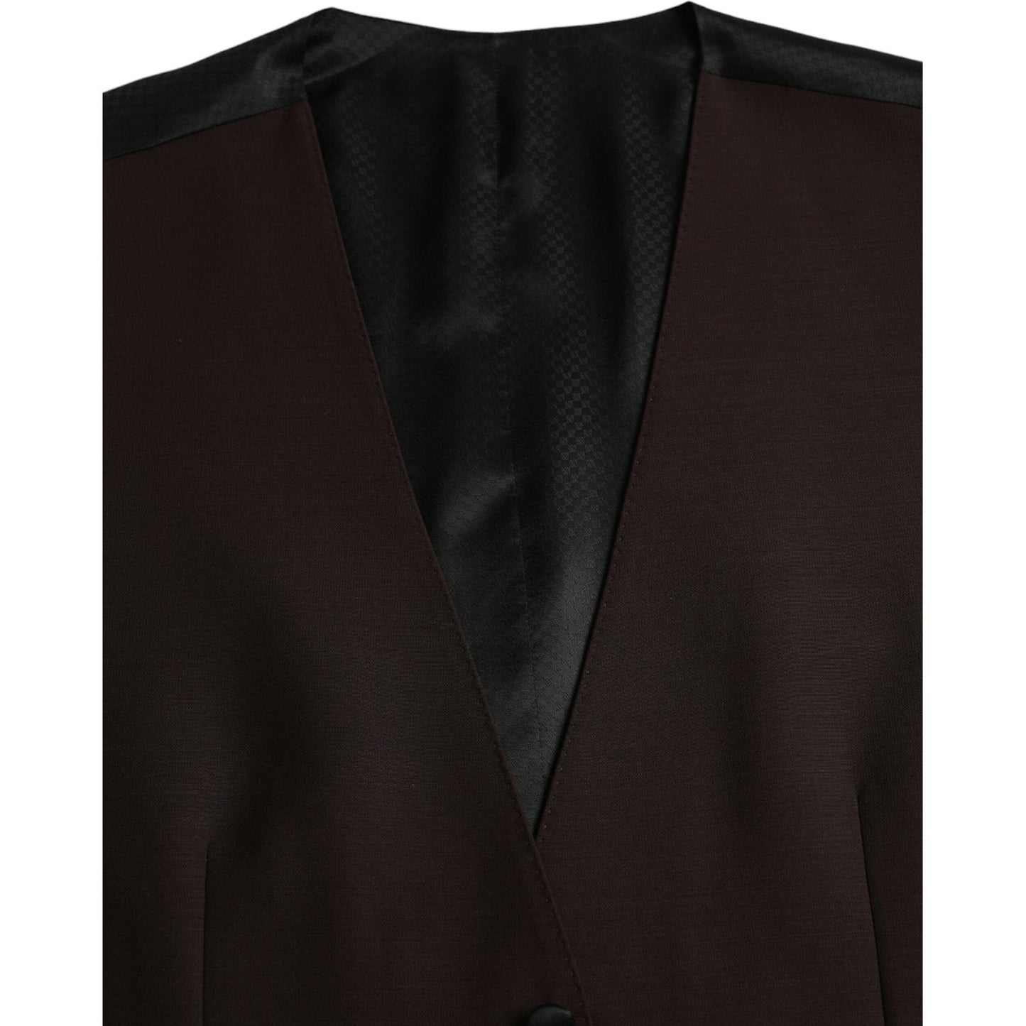 Dolce & Gabbana Brown Wool Waistcoat Dress Formal Vest