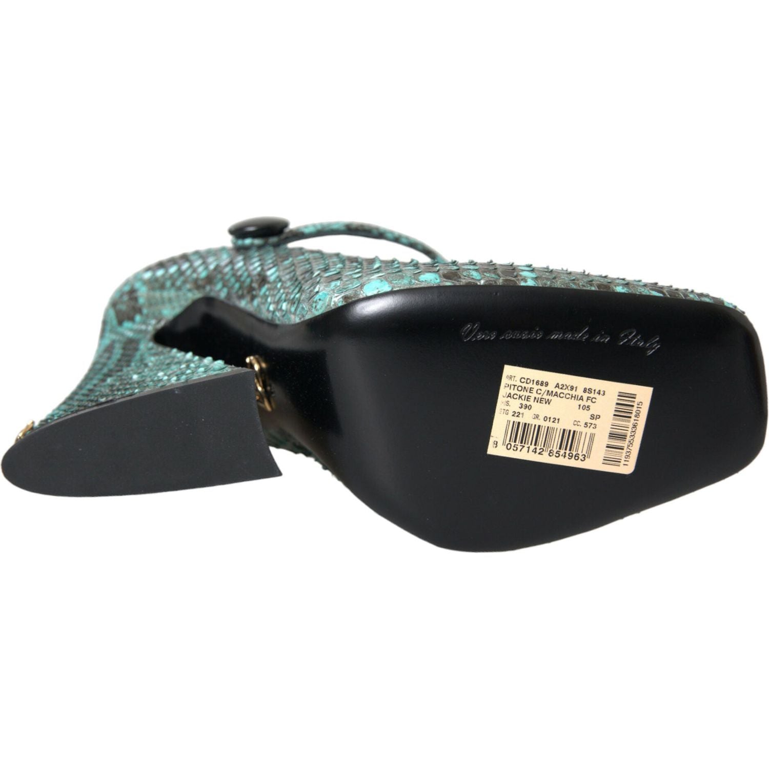 حذاء ماري جين من جلد الثعبان باللون الأزرق من دولتشي آند غابانا