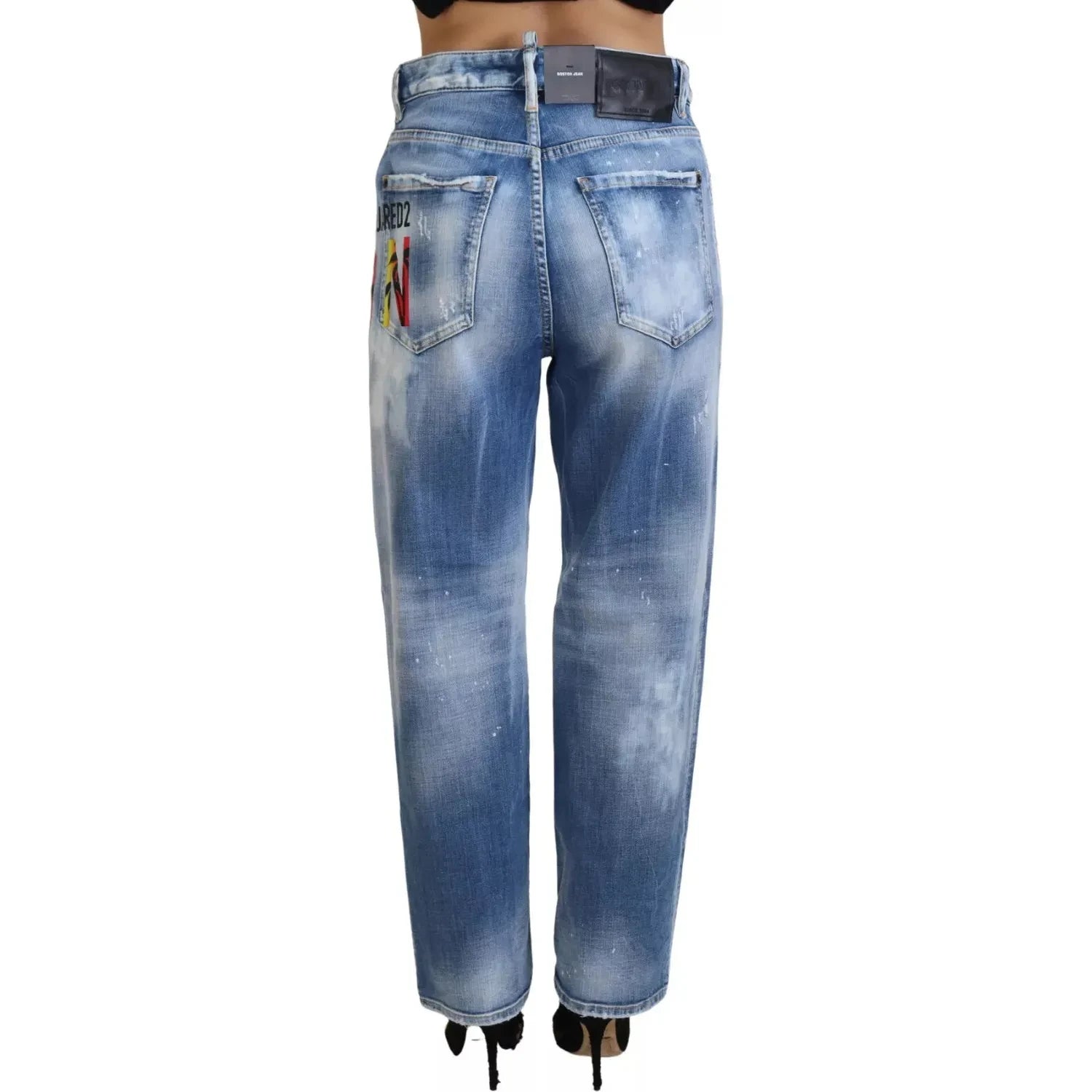 بنطلون جينز مستقيم الخصر من Dsquared² Blue Icon من بوسطن