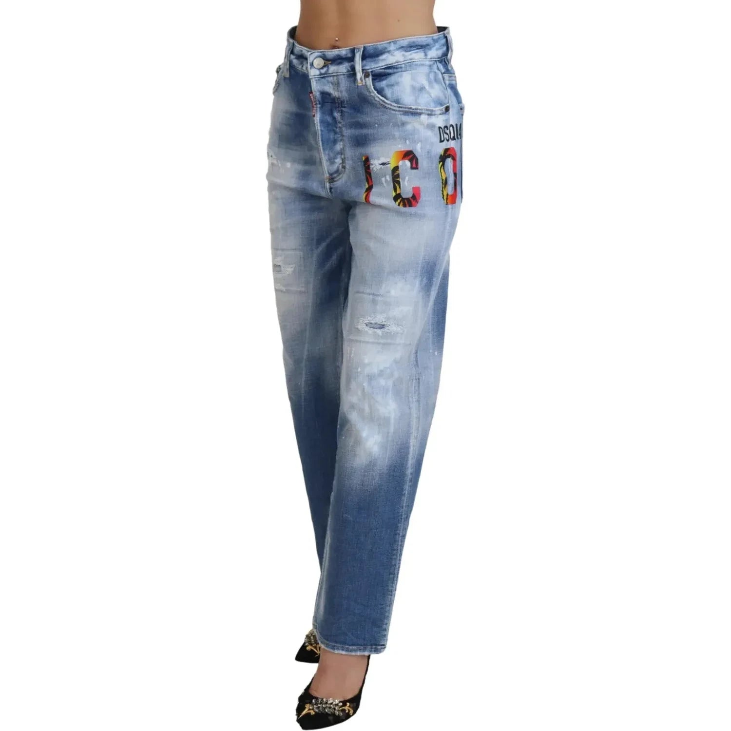 بنطلون جينز مستقيم الخصر من Dsquared² Blue Icon من بوسطن