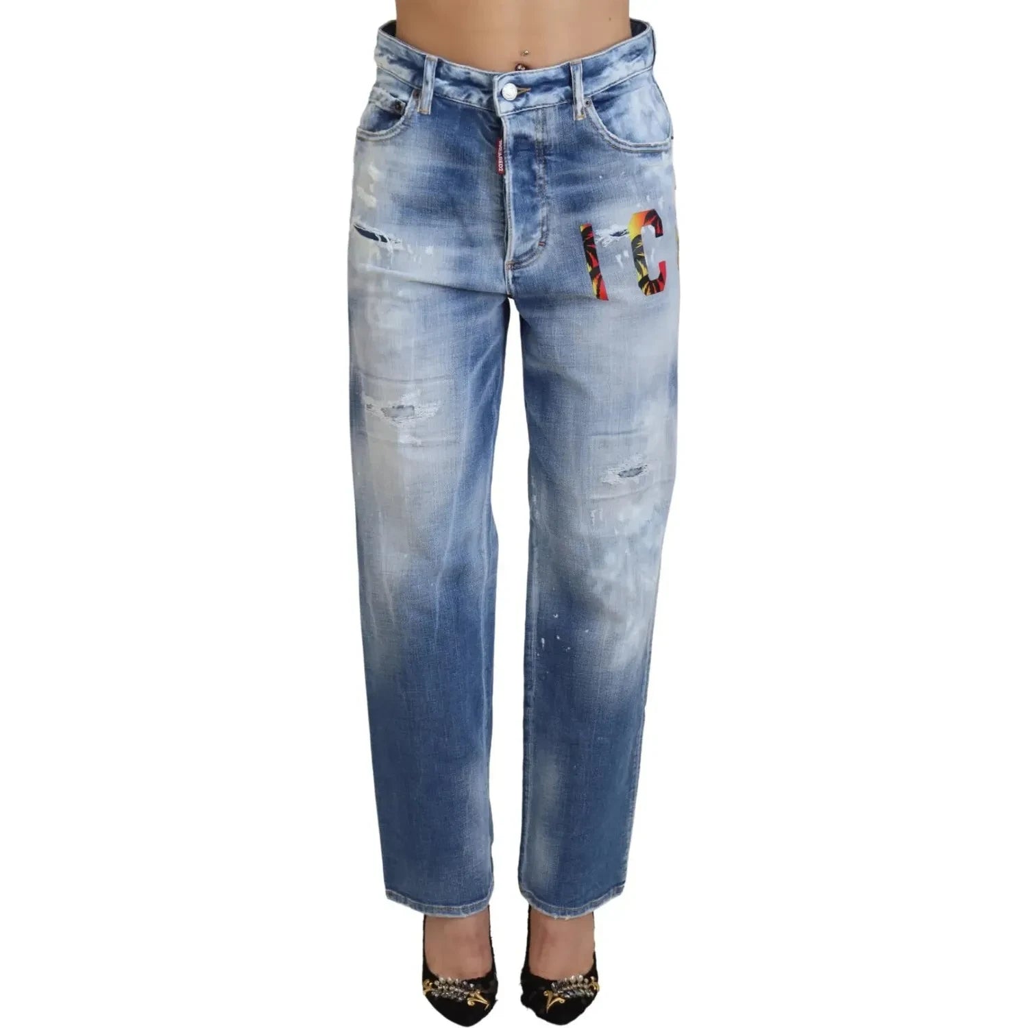 بنطلون جينز مستقيم الخصر من Dsquared² Blue Icon من بوسطن