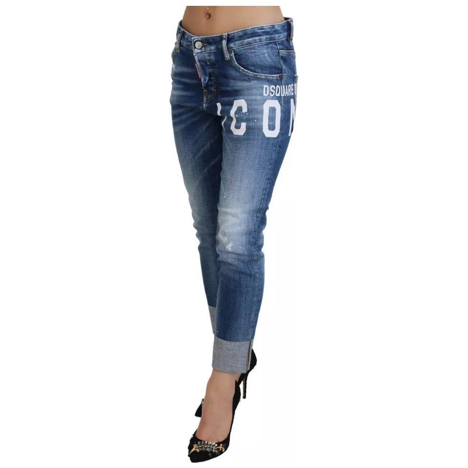 بنطلون جينز قصير بخصر منخفض من Dsquared² Blue Icon للفتيات الصغيرات