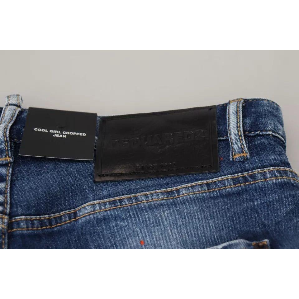 بنطلون جينز قصير بخصر منخفض من Dsquared² Blue Icon للفتيات الصغيرات