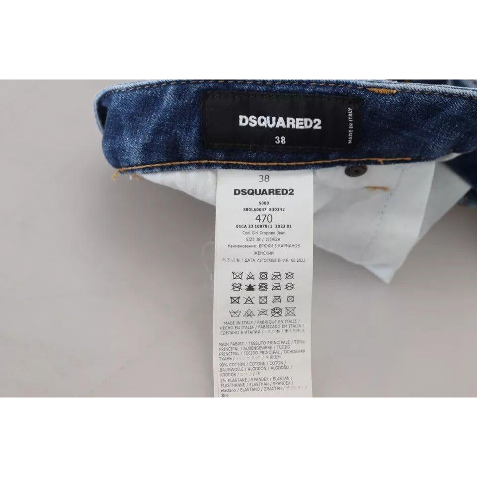 بنطلون جينز قصير بخصر منخفض من Dsquared² Blue Icon للفتيات الصغيرات