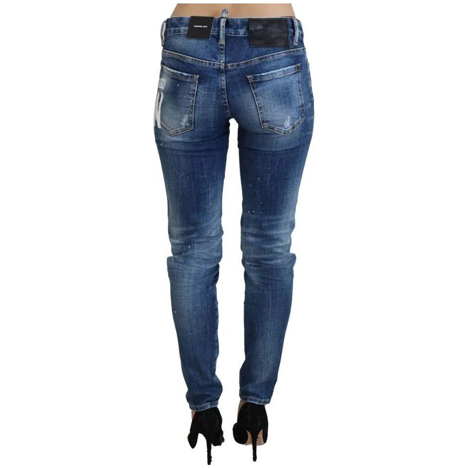 بنطلون جينز جينيفر من Dsquared² Blue Icon بخصر منخفض وقصة ضيقة