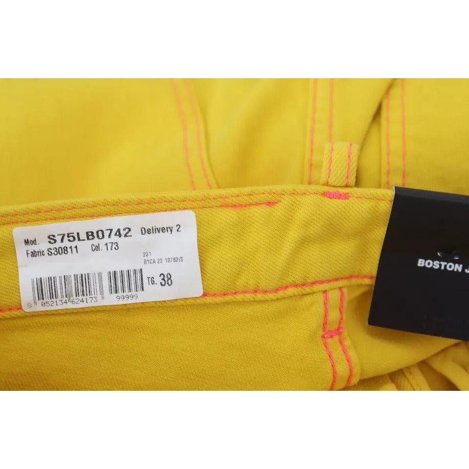 بنطلون جينز بوسطن مستقيم الخصر من Dsquared² مصنوع من القطن باللون الأصفر