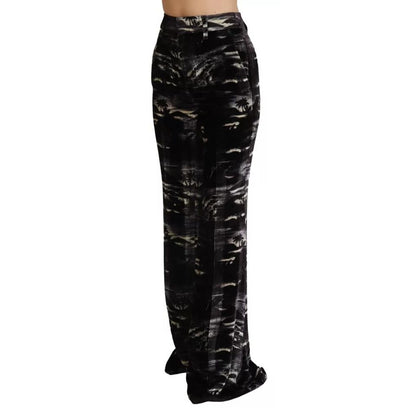 Dsquared² Black Printed High Waist Super Flare Pants