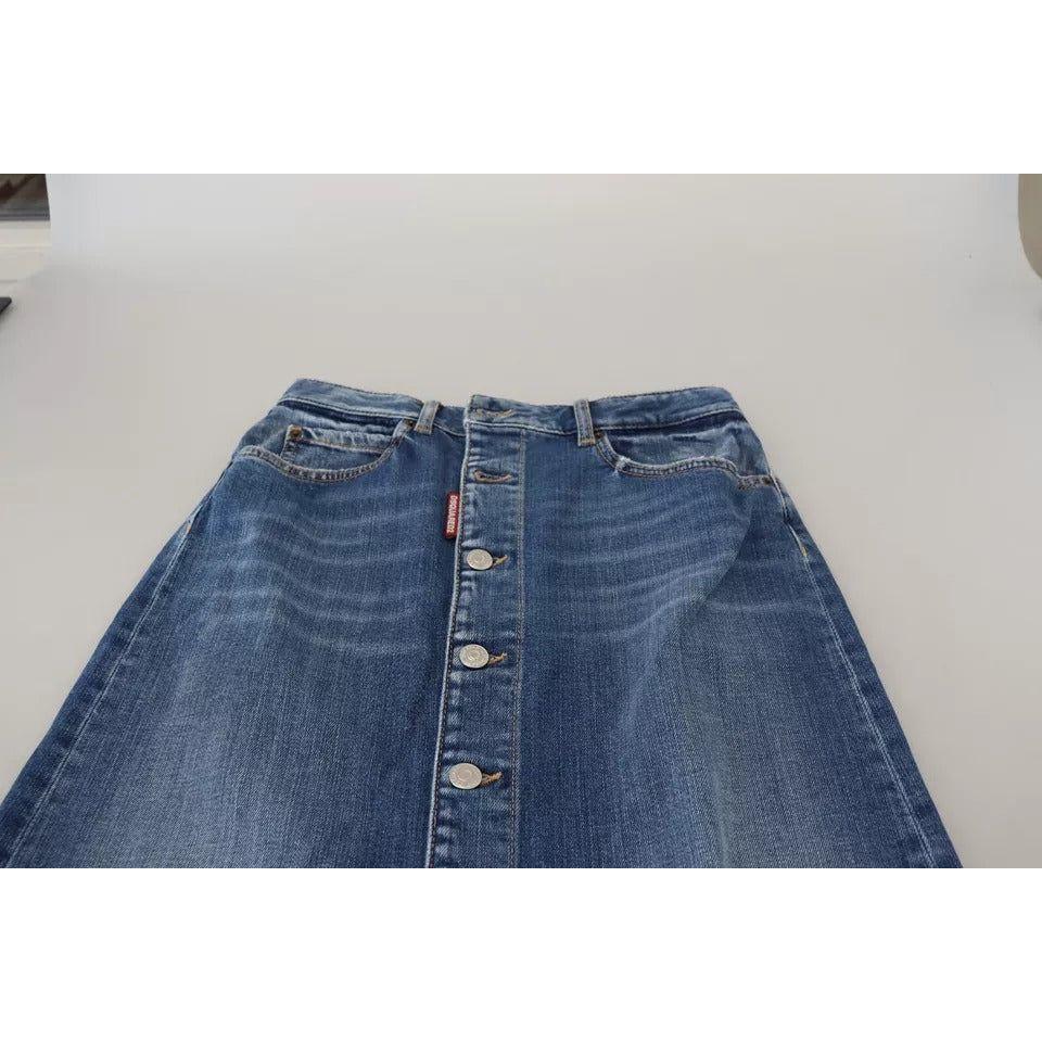 تنورة جينز بقصّة قلم رصاص وخصر مرتفع من Dsquared² باللون الأزرق
