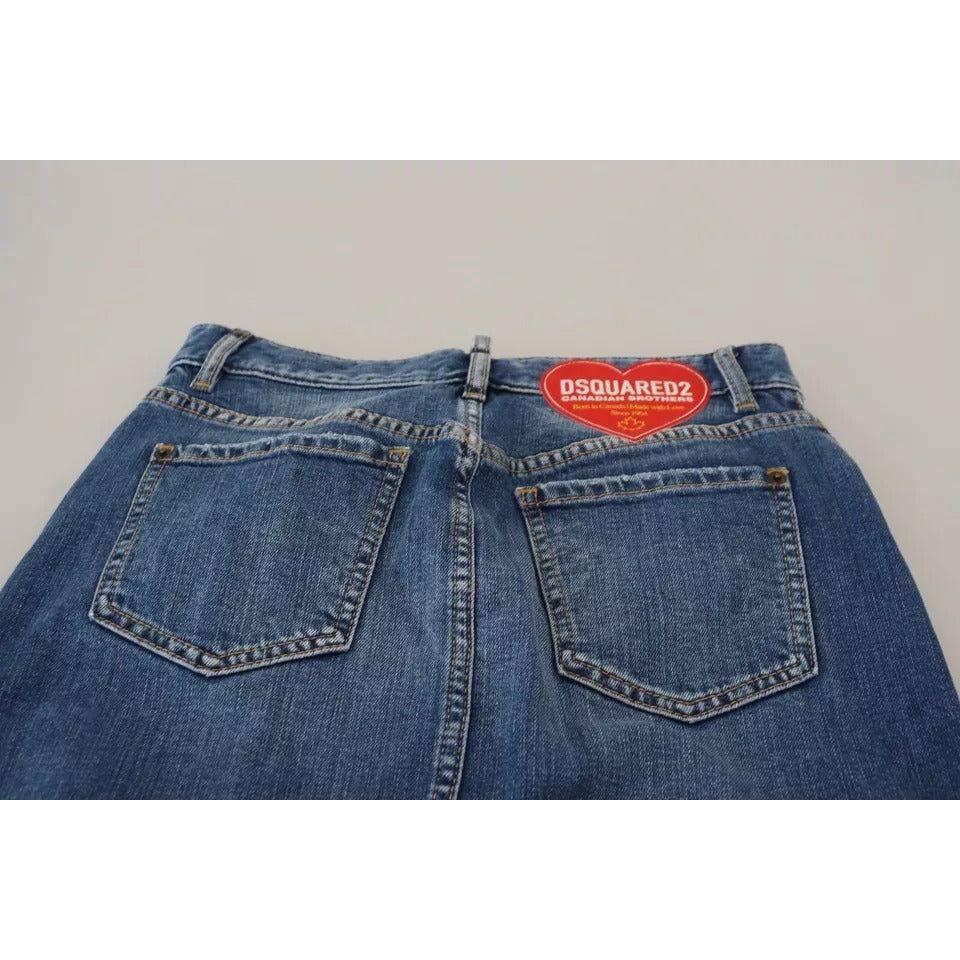 تنورة جينز بقصّة قلم رصاص وخصر مرتفع من Dsquared² باللون الأزرق
