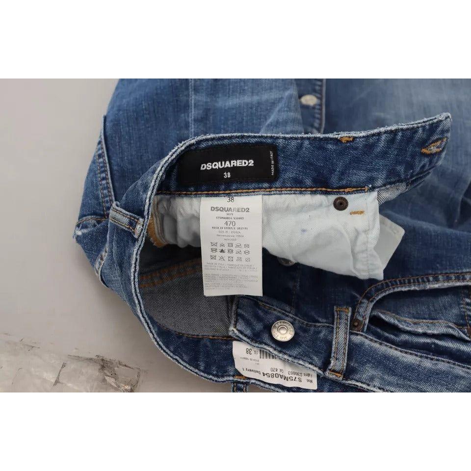 تنورة جينز بقصّة قلم رصاص وخصر مرتفع من Dsquared² باللون الأزرق