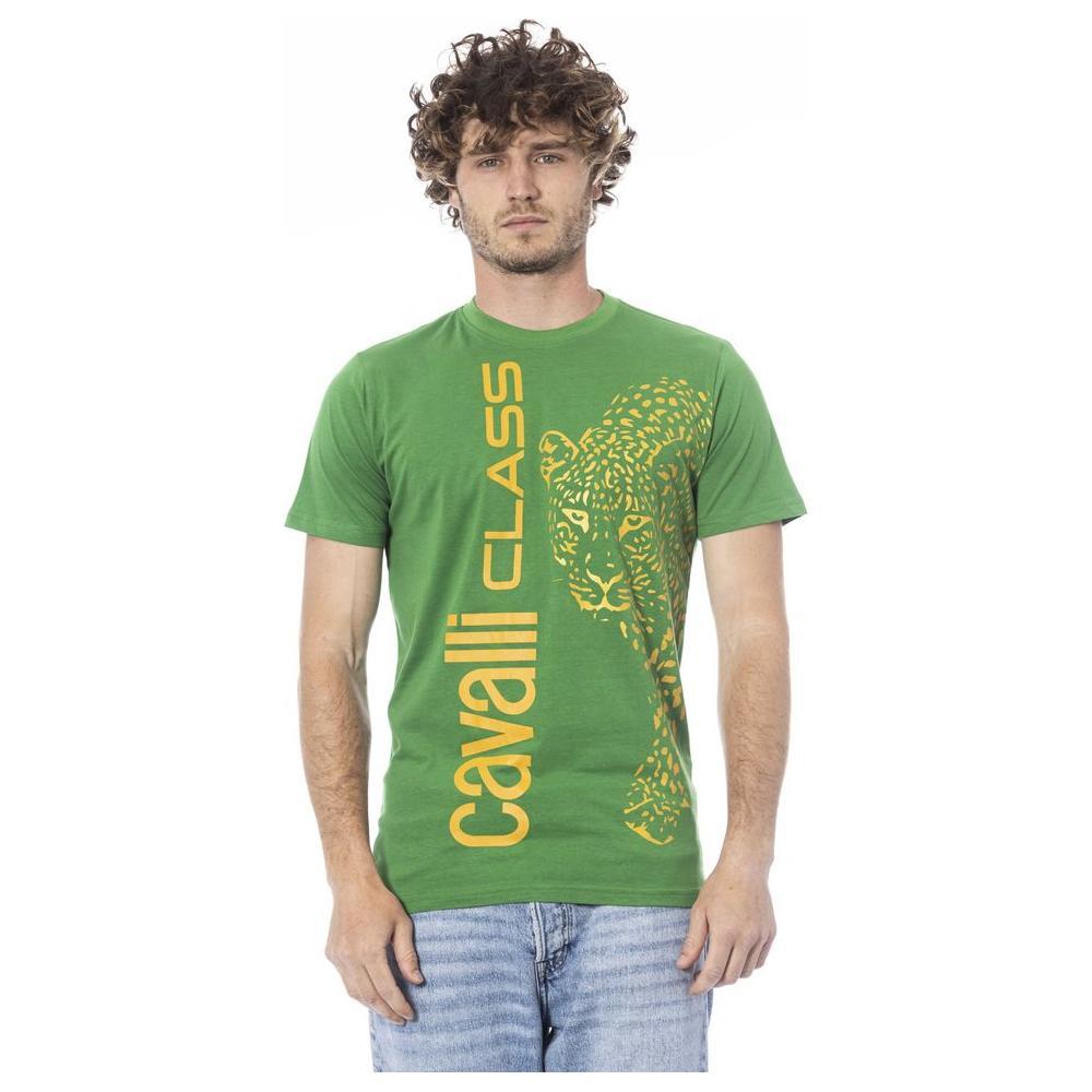 Cavalli Class Green Cotton Men T-Shirt