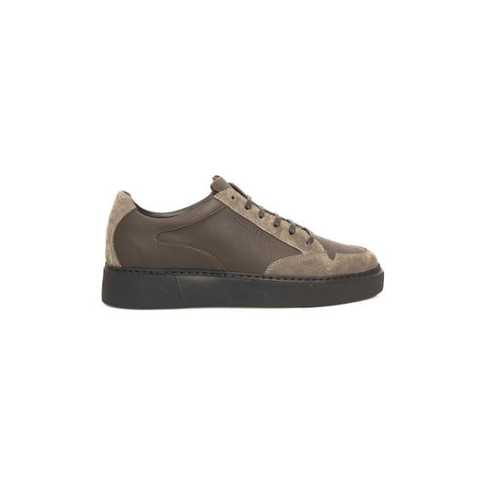 Cerruti 1881 Beige Leather Men Sneaker CE18-24448-EU44/US11-FBB-280