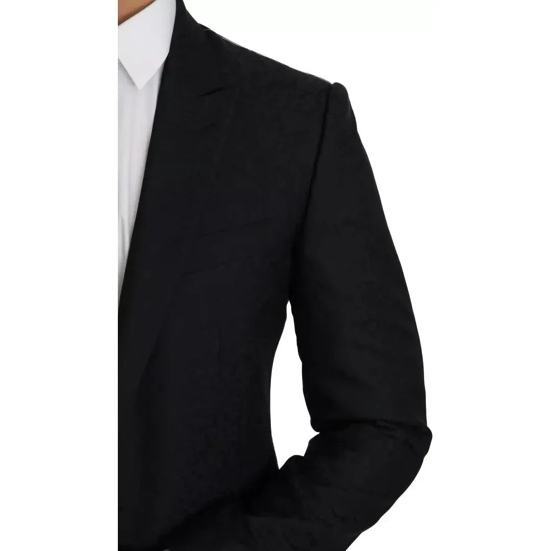 سترة بليزر ضيقة من قماش الجاكار باللون الأزرق من دولتشي آند غابانا