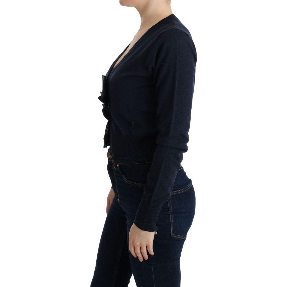 سترة كارديجان أنيقة من الصوف باللون الأزرق من مارغي لو