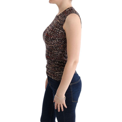 Dolce & Gabbana Multicolor Print Knit Top Wool T-shirt