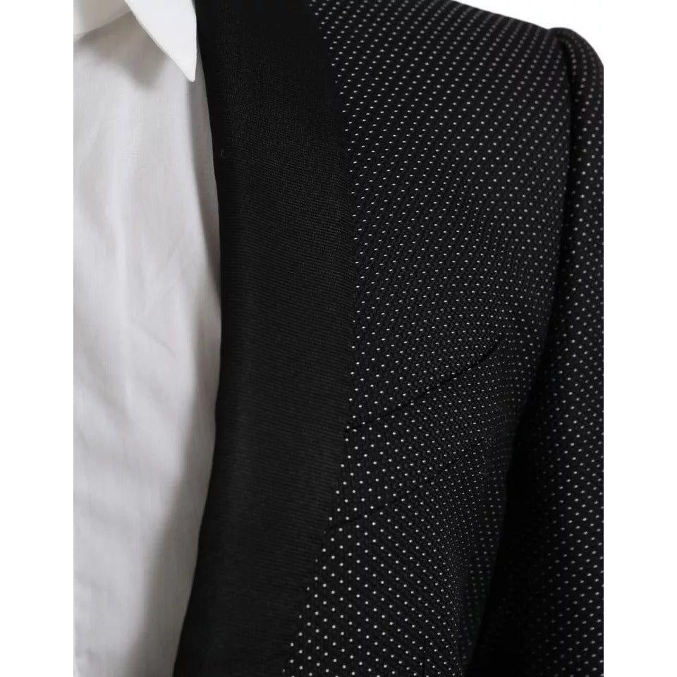 Dolce & Gabbana Black Jacquard MARTINI Single Breasted Coat Blazer JKT4030-50