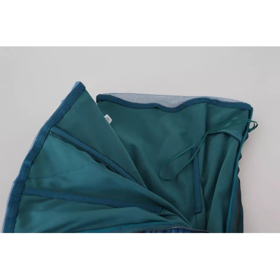 فستان دولتشي آند غابانا من التول المكشكش ذو الحواف الشبكية باللون الأزرق