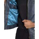 Dolce & Gabbana Blue Leather Full Zip Biker Blouson Jacket