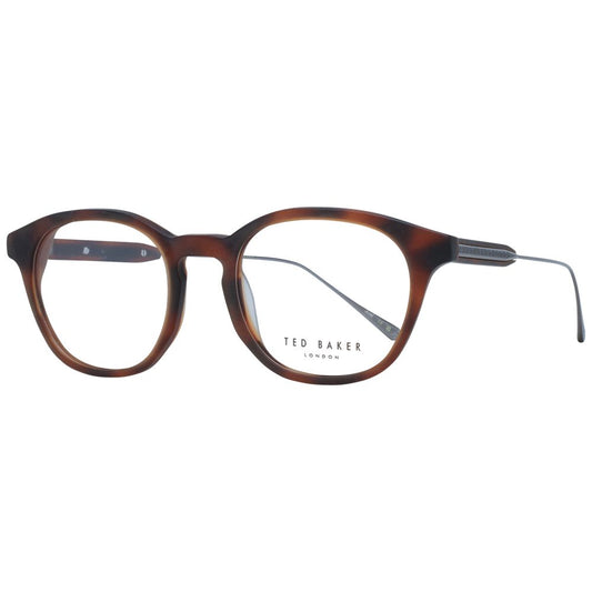 Ted Baker Brown Men Glasses Frame, round full-rim acetate, demo lenses, size 50-20-145, includes branded case