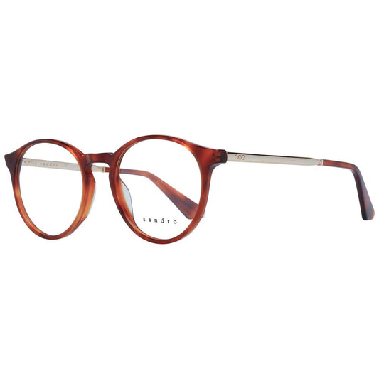 Sandro Brown Women Glasses Frame in full-rim acetate, round style, demo lenses, branded case included.