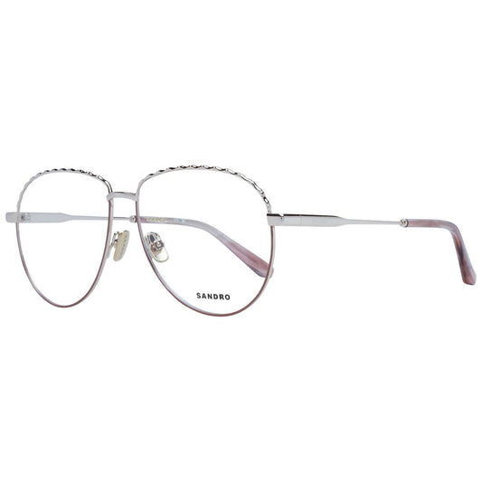 Sandro Brown Women Glasses Frame - Full-Rim Round Metal Eyewear with Demo Lenses, Size 54-13-140, Includes Branded Case