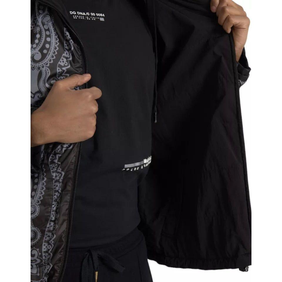 جاكيت بومبر بغطاء رأس وسحّاب كامل من دولتشي آند غابانا باللون الرمادي