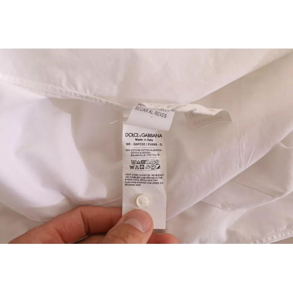 قميص رسمي من القطن باللون الأبيض الذهبي من دولتشي آند غابانا