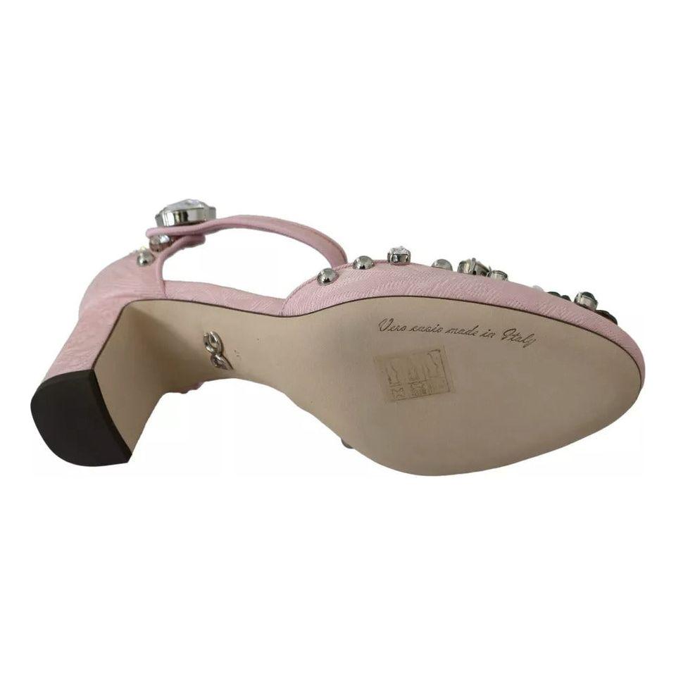 حذاء دولتشي آند غابانا الوردي المزخرف بكريستال ليلي برباط للكاحل