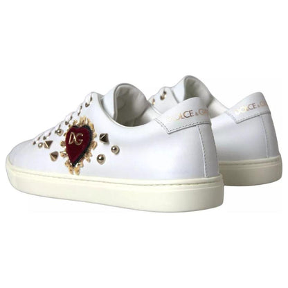 Dolce & Gabbana White Portofino Sacred Heart Sneakers Women Shoes