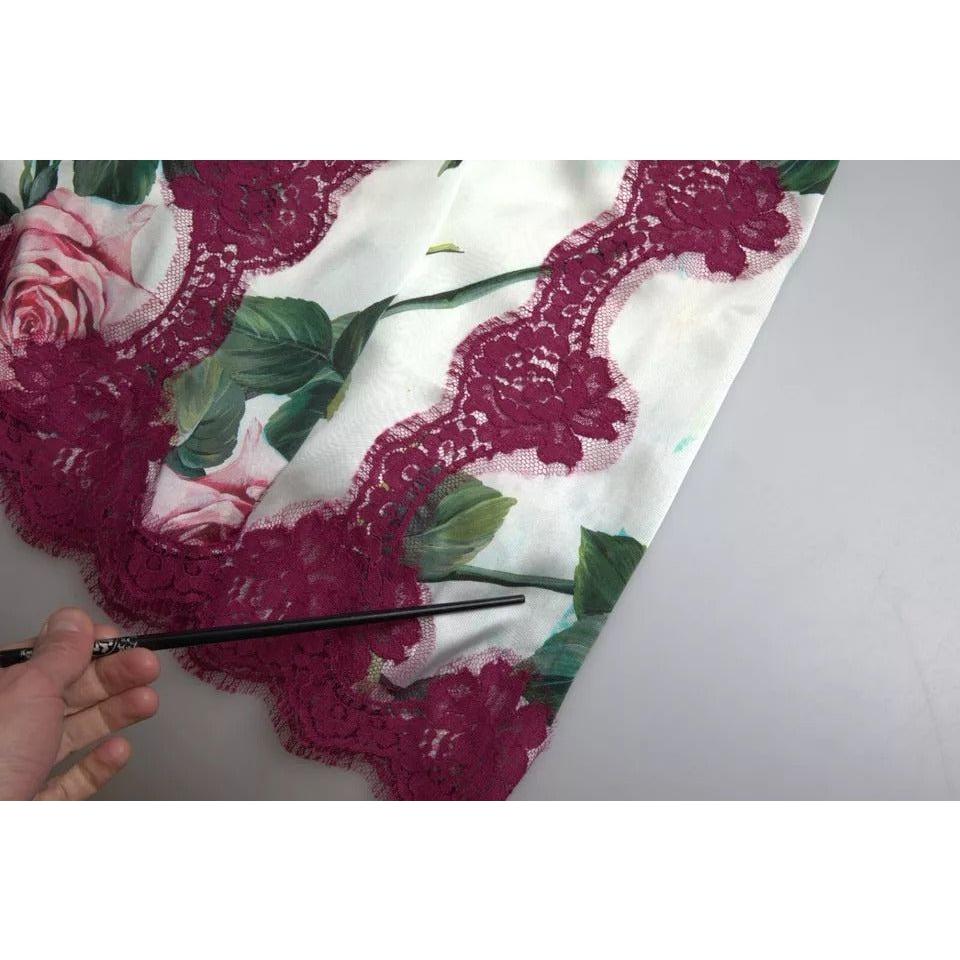 تنورة متوسطة الطول بقصة A من دولتشي آند غابانا بطبعة وردة بيضاء