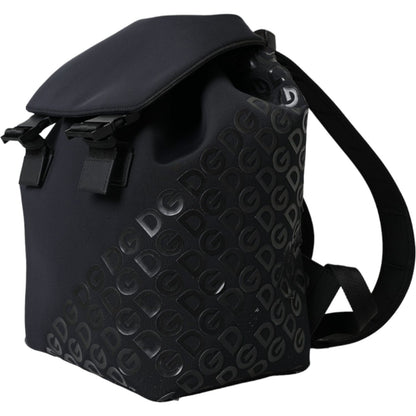 Dolce & Gabbana Black Neoprene Nylon DG Logo School Backpack Bag