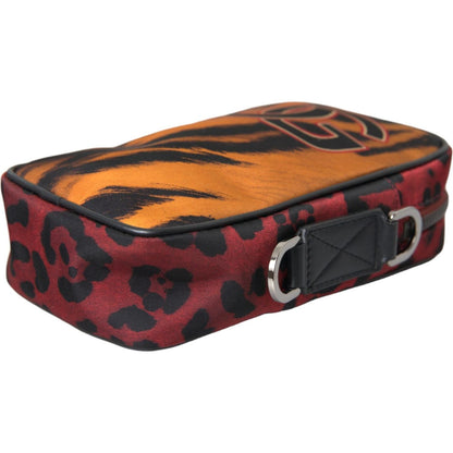 Dolce & Gabbana Multicolor Tiger Print Nylon Logo Cross Body Bag