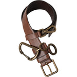 Dolce & Gabbana Brown Calf Leather Gold Metal Buckle Belt Men