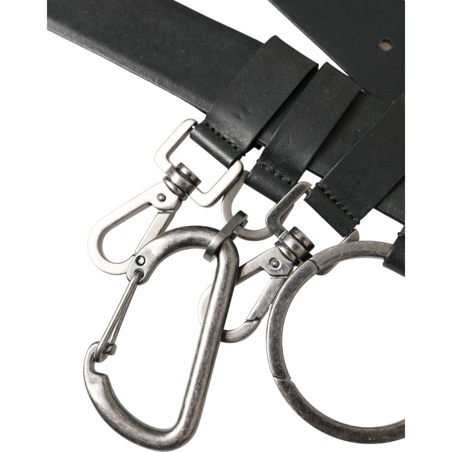 Dolce & Gabbana Black Calf Leather Silver Metal Buckle Belt BEL9222-90