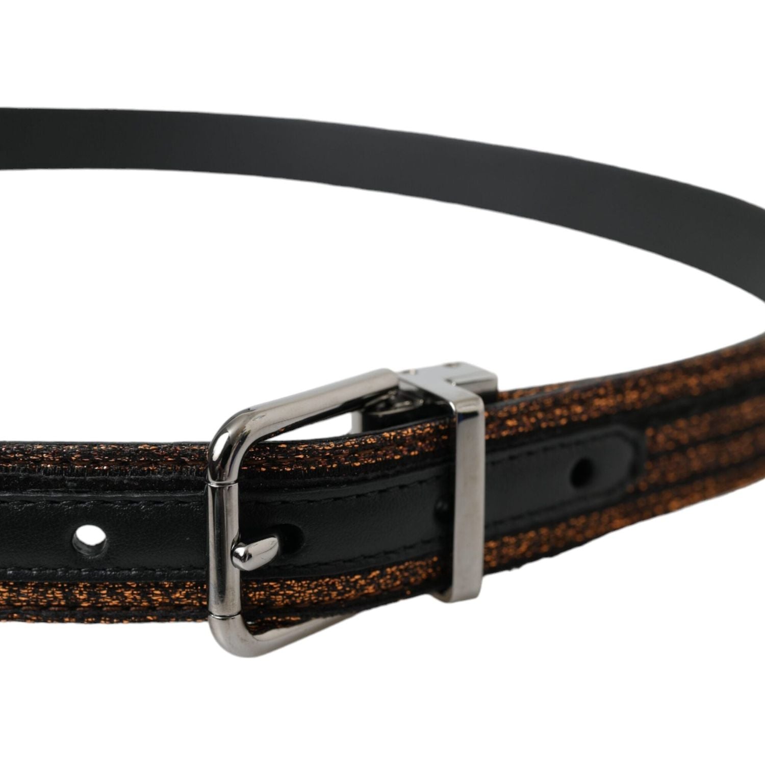 حزام دولتشي آند غابانا الذهبي المخطط بمشبك معدني فضي