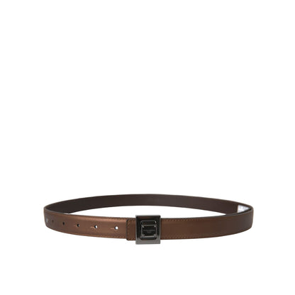 Dolce & Gabbana Bronze Leather Square Metal Buckle Belt