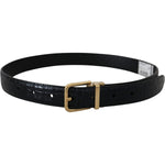 Dolce & Gabbana Black Exotic Leather Gold Metal Buckle Belt Dolce & Gabbana Black