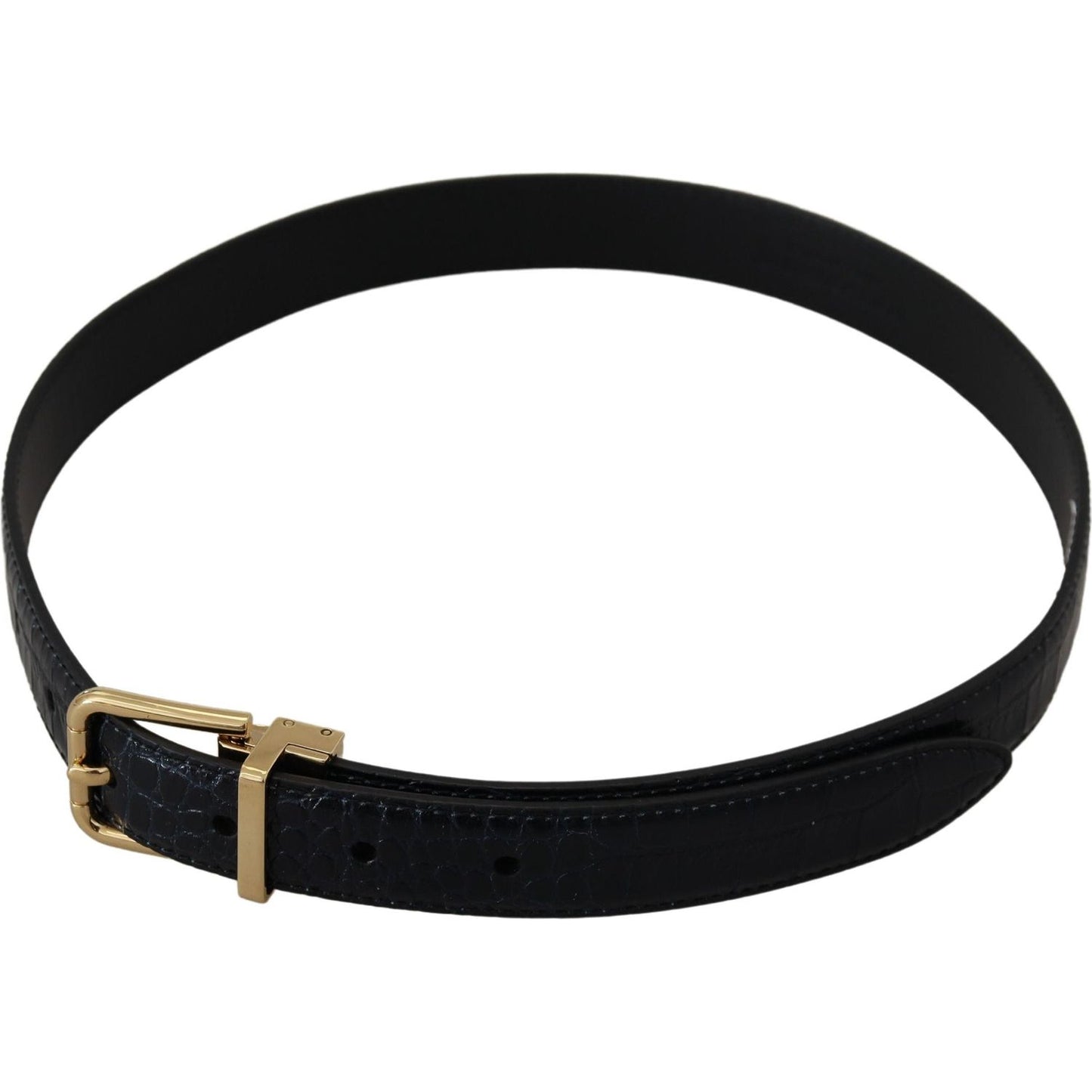 Dolce & Gabbana Black Exotic Leather Gold Metal Buckle Belt