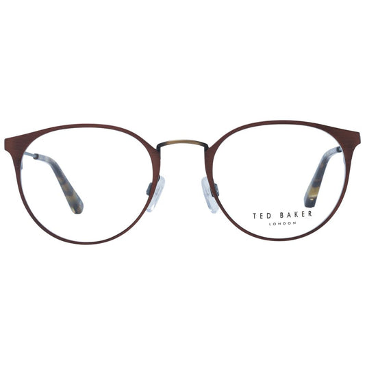 Ted Baker Brown Men Glasses Frame, full-rim metal design with demo lenses for men, size 50-21-140, includes branded case.