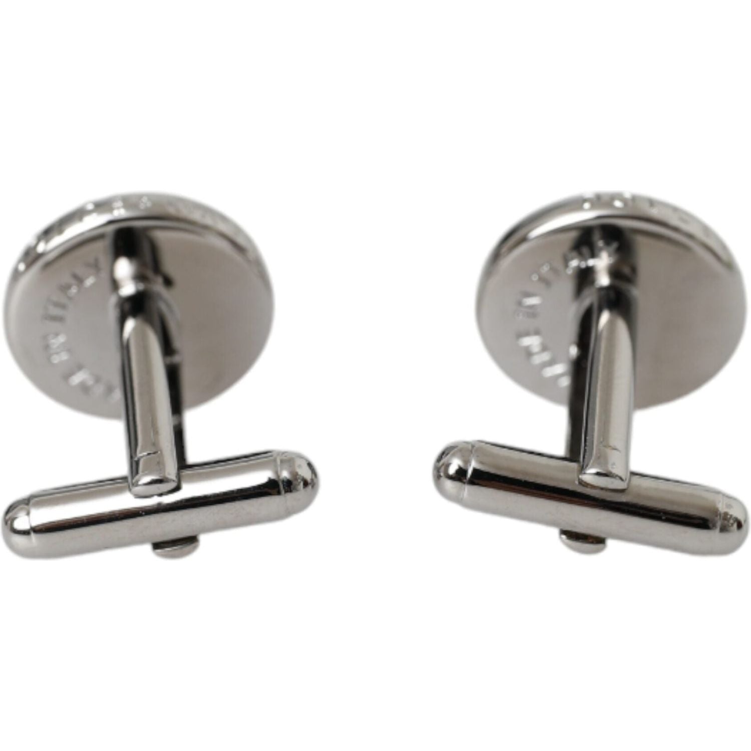 Dolce & Gabbana Silver Plated Brass Round Pin Men Cufflinks