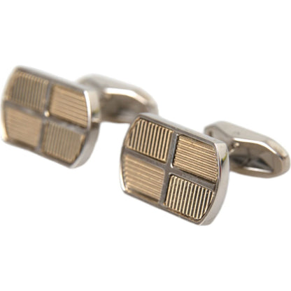 Dolce & Gabbana Silver Gold Plated Metal Brass Pin Cufflinks Cufflinks