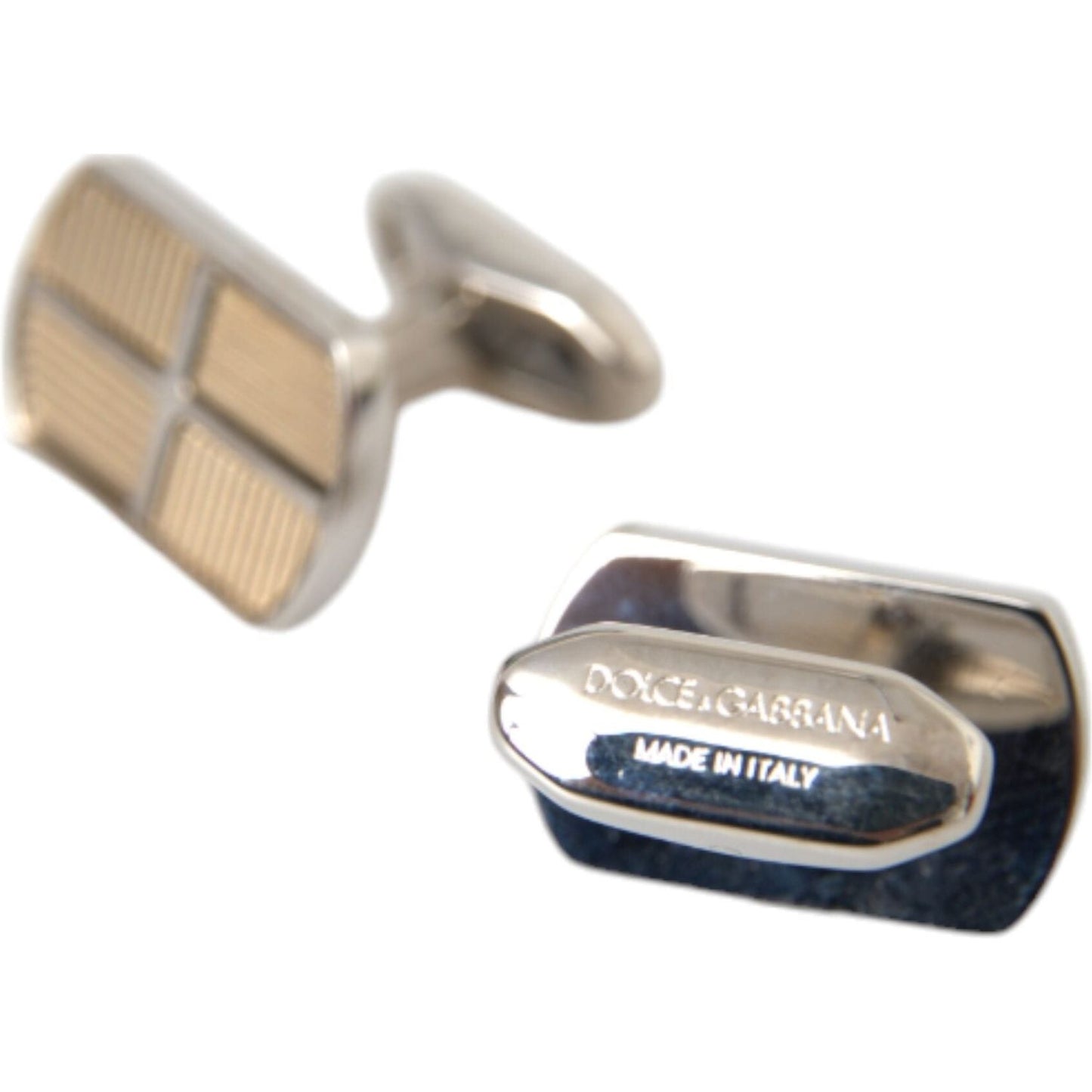 Dolce & Gabbana Silver Gold Plated Metal Brass Pin Cufflinks Cufflinks