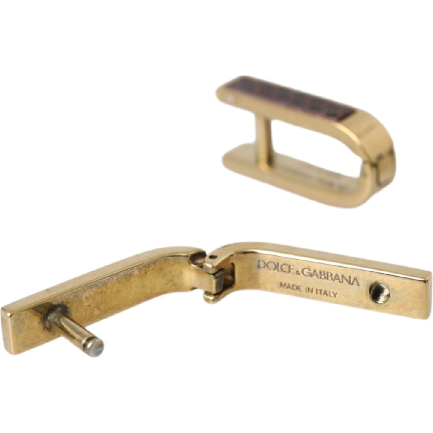 Dolce & Gabbana Gold Plated Metal Brass Pin Men Cufflinks Cufflinks