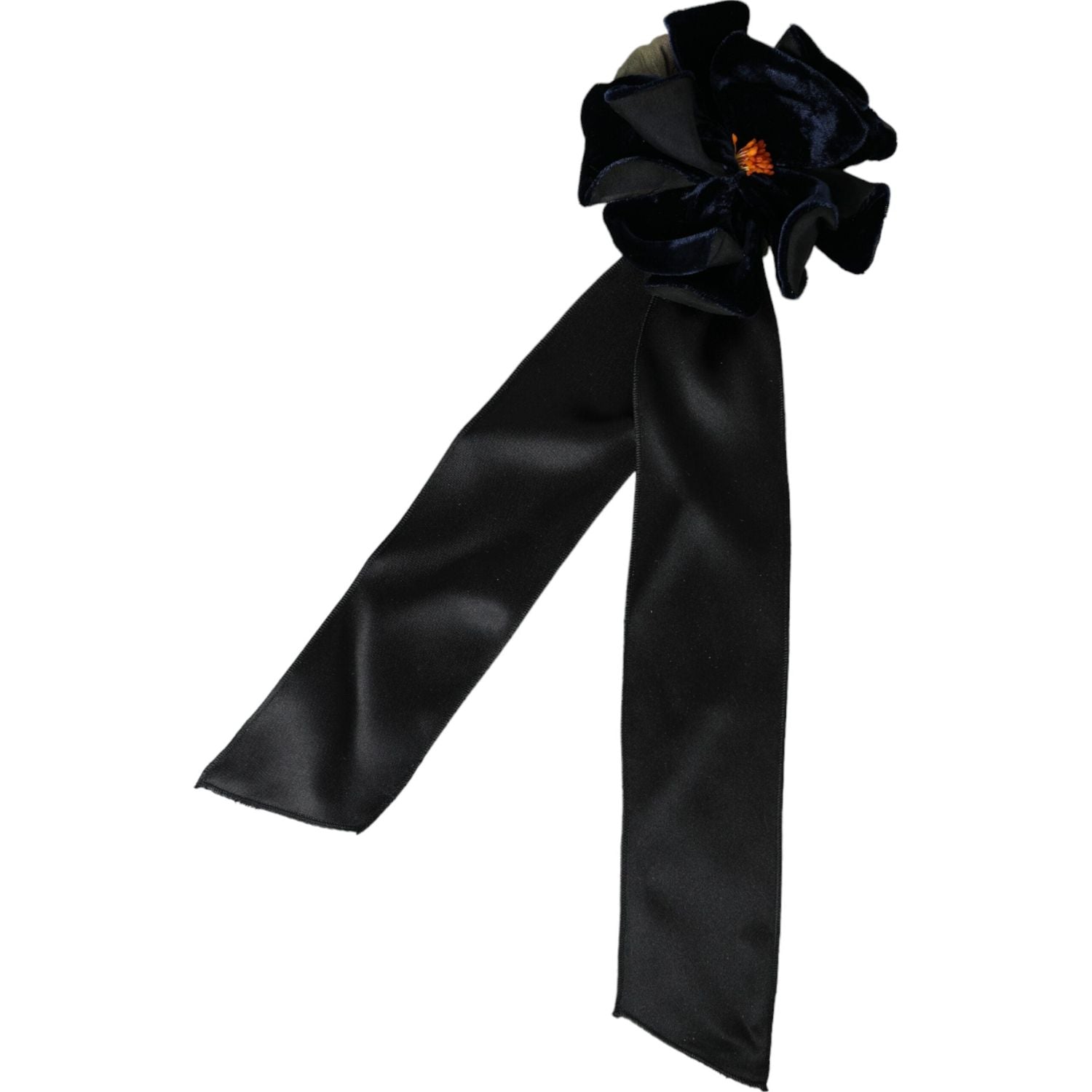 دبوس شعر من الحرير الأسود والذهبي من دولتشي آند غابانا