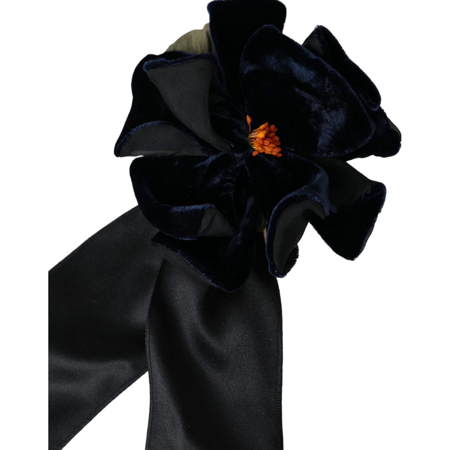 دبوس شعر من الحرير الأسود والذهبي من دولتشي آند غابانا