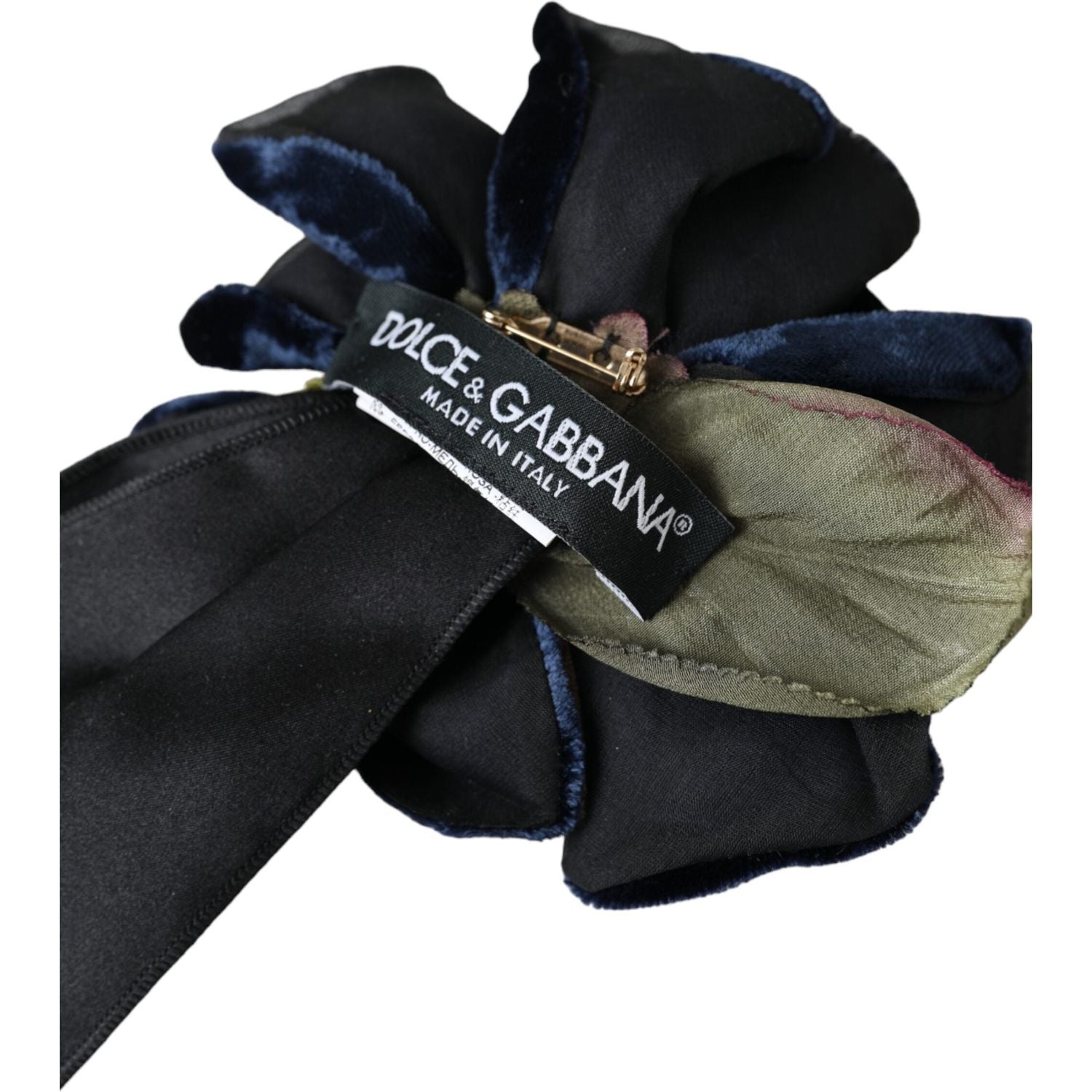 دبوس شعر من الحرير الأسود والذهبي من دولتشي آند غابانا