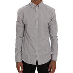 Frankie Morello White Blue Check Casual Cotton Regular Fit Shirt