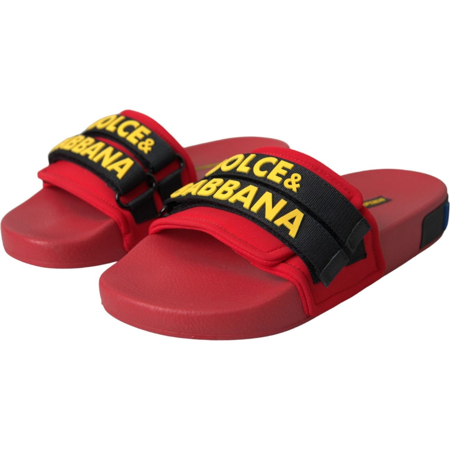 Dolce & Gabbana Red Black Logo Beachwear Flats Sandals Shoes LA11130-36