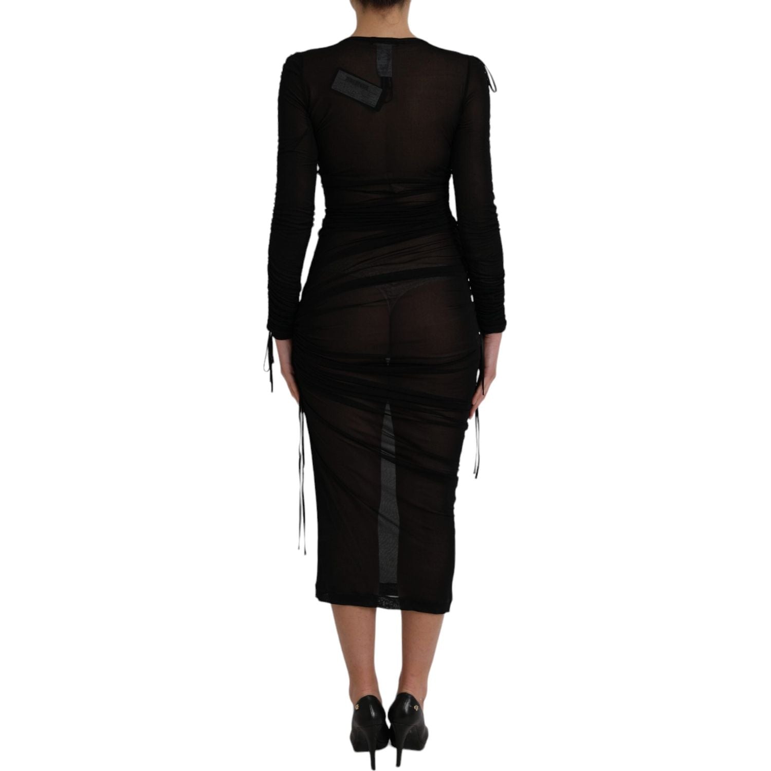 فستان دولتشي آند غابانا الأسود الشفاف ذو الخصر الضيق